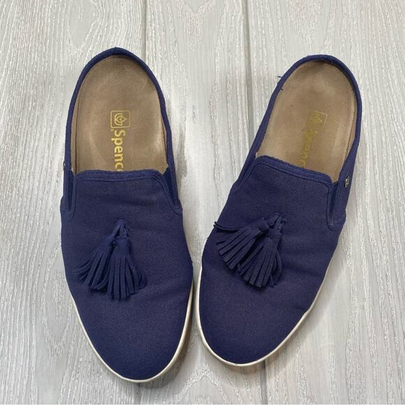 Spenco Women's Celine Blue Slide Tassel Mules Size 9 - Picture 1 of 8